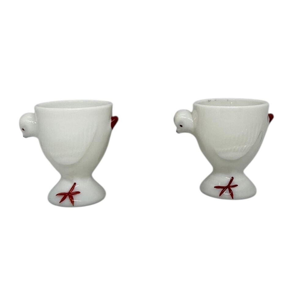 1950's Westmoreland Milk Glass Chick Design Egg Cups - A Pair - Picture 10 of 16